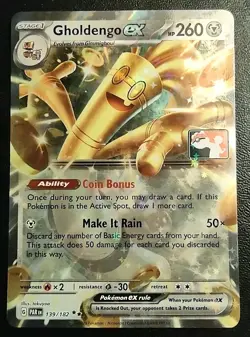 Gholdengo ex 139/182 - Prize Pack Stamped Cards - Play Pokemon - Paradox Rift - Image 1