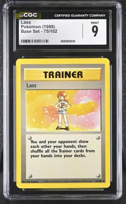 CGC 9 MINT Lass 1999 Base Set 75/102 Pokemon Card - Image 1
