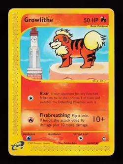 Growlithe 80/147 Common Non Holo Aquapolis Pokemon Card - Image 1