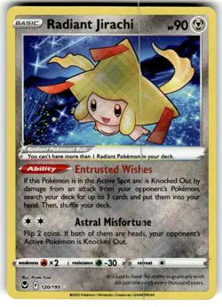 Radiant Jirachi 120/195 Silver Tempest Ultra Rare Holo Pokemon Card NM - Image 1