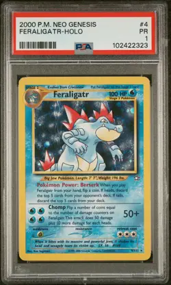 2000 POKEMON NEO GENESIS #4 FERALIGATR-HOLO PSA 1 - Image 1