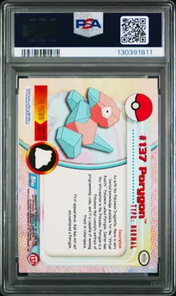 2000 TOPPS POKEMON TV ANIMATION SER 3 #137 PORYGON PSA 7 - Image 2