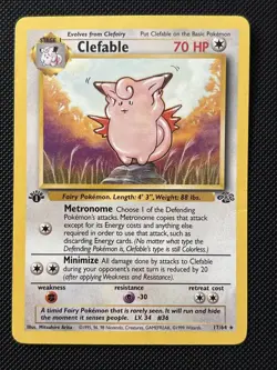 1999 Pokemon Jungle 1st Ed WotC 17/64 Clefable Non-Holo - Image 1