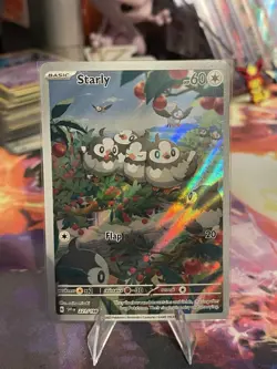 Pokemon TCG Starly Holo Card 221/198 SV01 Scarlet & Violet Base Set NM - Image 1