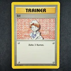 Pokemon TCG Bill 91/102 Base Set Unlimited Common WOTC German Card - Image 1
