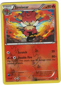 Simisear 17/101 Pokemon Card Noble Victories Uncmn 90 HP Rev Holo Near Mint AL - Image 1