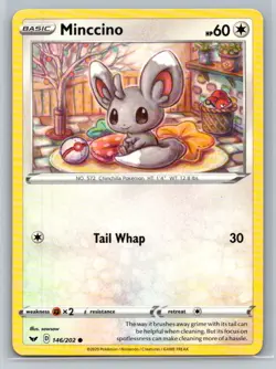 Minccino #146/202 SWSH01: Sword & Shield Base Set Common - Pokemon Cards G18 - Image 1