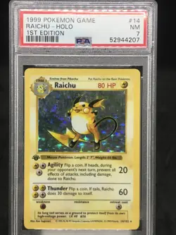 Pokemon PSA 7 1st Edition Shadowless Raichu Holo 14/102 Base Set - Image 1