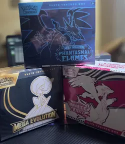 Pokemon TCG ETB Phantasmal Flames White Flare And MEGA EVOLUTION LOT OF 3 SEALED - Image 1