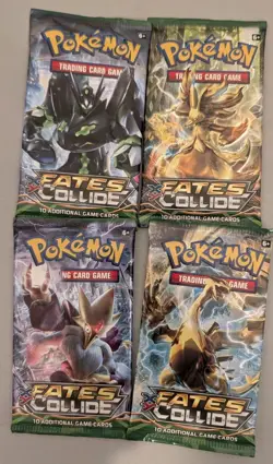 Pokemon TCG (4) Sealed Booster Packs XY: Fates Collide Complete Art Set - Image 1
