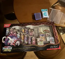 Pokemon TCG Paldean Fates Iron Tusks Premium Collection Box with TOPLOADER KITs - Image 1