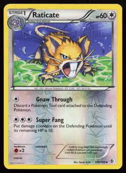 Raticate 105/149 Uncommon Boundaries Crossed Reverse Holo Pokemon Card - Image 1