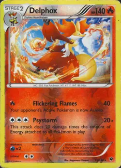 Delphox 13/124 Reverse Holo Rare XY Fates Collide Pokemon Card MP - Image 1