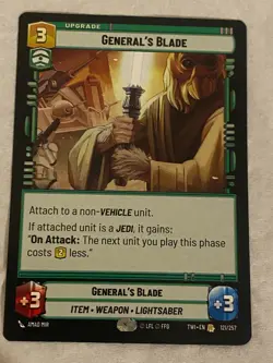 STAR WARS UNLIMITED TCG TWI GENERAL'S BLADE Rare Card NM - Image 1