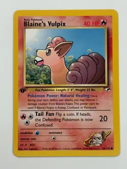 Pokemon Cards Blaine's Vulpix 65/132 1ST EDITION Gym Heroes WOTC Common - Image 1