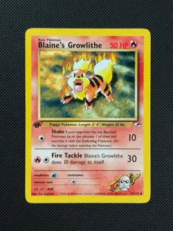 Pokemon Cards Blaine's Growlithe 35/132 1ST EDITION Gym Heroes WOTC Uncommon - Image 2