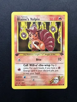 66/132 Blaine’s Vulpix 1st Edition Gym Challenge Pokemon Card Rare NM-M WOTC - Image 1
