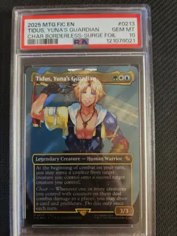 MTG Final Fantasy Commander Tidus, Yuna's Guardian Borderless Surge Foil PSA 10 - Image 1
