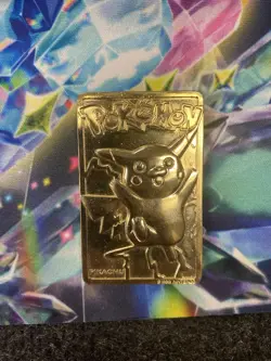 23K Gold Plated 1999 Burger King Pokemon PIKACHU Trading Card Bar - Image 1