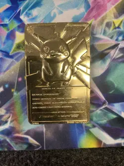 23K Gold Plated 1999 Burger King Pokemon PIKACHU Trading Card Bar - Image 2