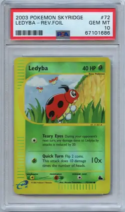 Pokemon PSA 10 Gem Mint Ledyba Reverse Holo 72/144 Skyridge - Image 1
