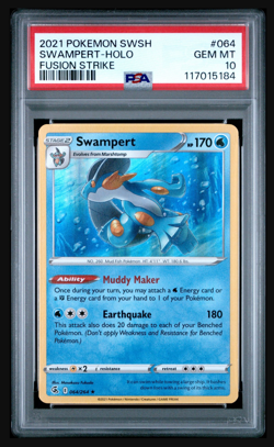 LOW POP 13! 2021 Pokemon SWSH Swampert Holo Fusion Strike 64 PSA Gem Mint 10 - Image 1
