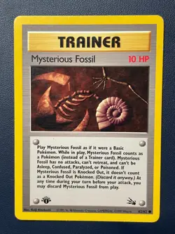 1x Pokemon Mysterious Fossil 62/62 Fossil 1st Edition Moderately Played - Image 1