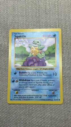 Vintage Original Shadowless Base Set Pokemon Tcg Squirtle 63/102 - Image 1