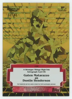 2025 Topps High-Tek Stranger Things Gaten Matarazzo Dustin Henderson 38/50 #A-GM - Image 2