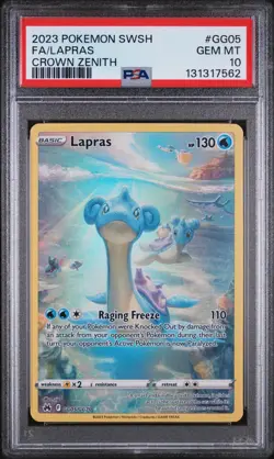 2023 POKEMON SWORD & SHIELD CROWN ZENITH #GG05 FULL ART/LAPRAS PSA 10 - Image 1