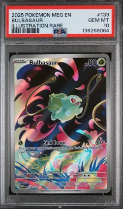 2025 POKEMON MEG EN-MEGA EVOLUTION ILLUSTRATION RARE #133 BULBASAUR PSA 10 - Image 1
