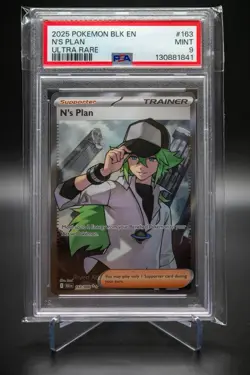 N’s Plan 163/086 PSA 9 2025 Pokemon BLK EN Ultra Rare Mint Trainer Supporter - Image 1