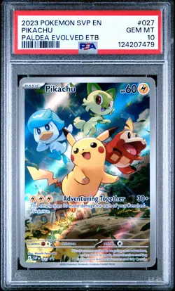 2023 POKEMON SVP EN-SV BLACK STAR PROMO #027 PIKACHU PSA 10 - Image 1