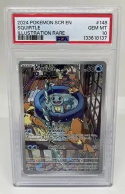 2024 POKEMON SCR EN-STELLAR CROWN ILLUSTRATION RARE 148 SQUIRTLE PSA 10 GEM MINT - Image 1