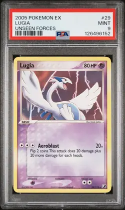 2005 POKEMON EX UNSEEN FORCES #29 LUGIA PSA 9 - Image 1