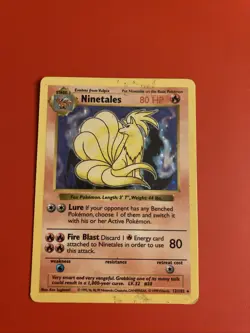 Ninetales Holo Unlimited Rare Pokemon TCG Card 12/102 Base Set - Image 1