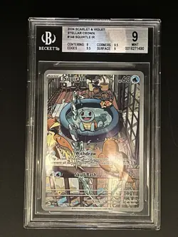 Pokemon Squirtle TCG Holo Card 148/142 Stellar Crown Illustration, PSA 9 - Image 1