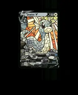FAN-ART READ DESCRIPTION BELOW HOLO Dratini Card Stained Glass Pokemon Card - Image 1