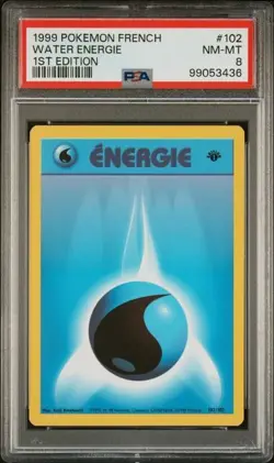 TCG 1999 Pokemon FRENCH Energie 1ST Edition Card WATER # 102 Graded PSA 8 - Image 1