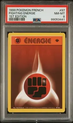 TCG 1999 Pokemon FRENCH Energie 1ST Edition Card FIGHTING # 97 Graded PSA 8 - Image 1