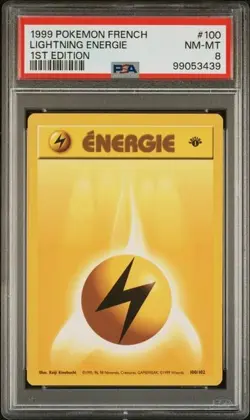 TCG 1999 Pokemon FRENCH Energie 1ST Edition Card LIGHTNING # 100 Graded PSA 8 - Image 1