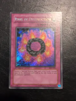 Yu-Gi-Oh! SECRET RARE HOLO CARD RING OF DESTRUCTION PGD-000 1ST LP - Image 1