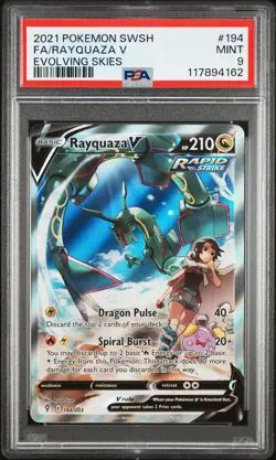 2021 POKEMON SWORD & SHIELD EVOLVING SKIES #194 FULL ART/RAYQUAZA V PSA 9 - Image 1