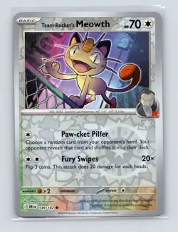 Pokemon TCG Team Rocket's Meowth 149/182 SV10: Destined Rivals Reverse Holo NM - Image 1