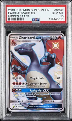 2019 POKEMON SUN & MOON HIDDEN FATES #SV49 FULL ART/CHARIZARD GX PSA 10 - Image 1