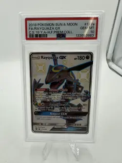 Pokemon Hidden Fates Full Art Shiny Rayquaza GX 177a/168 Promo Graded PSA 10 - Image 1