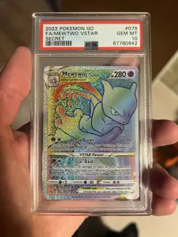 Pokemon TCG Mewtwo VSTAR #79 Rainbow Rare Pokemon Go PSA 10 - Image 1