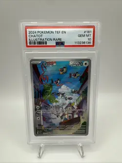 2024 Pokemon TEF en Illustration Rare #181 Chatot, PSA 10 Gem Mint - Image 1