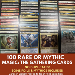 100 Rare or Mythic Magic: The Gathering Cards - No Duplicates! Some Foils & Myth - Image 1