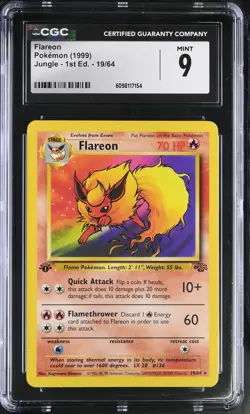CGC 9 MINT Flareon 1999 Jungle 1st Edition 19/64 Pokemon Card - Image 1